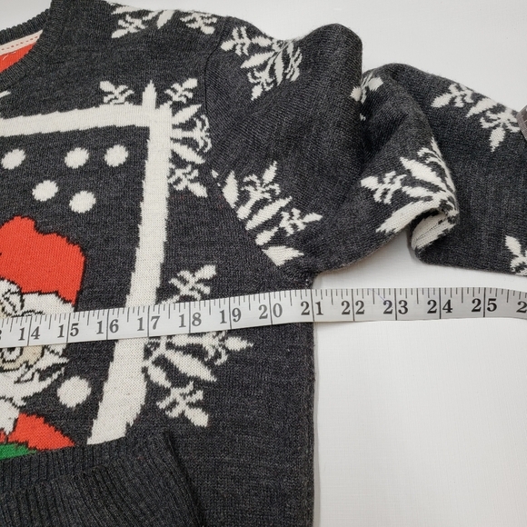 Brave Soul Ugly Christmas Sweater Sz Large Charcoal Grey Snowflakes Santa Unisex - Picture 8 of 12